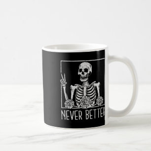 Caneca De Café Floral Halloween Bebendo Skelover Café Nunca Seja