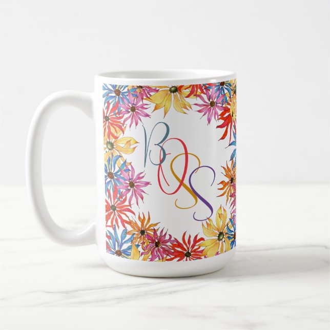Caneca De Café Floral Ilustrado Chefe Personalizado Mug (Esquerda)