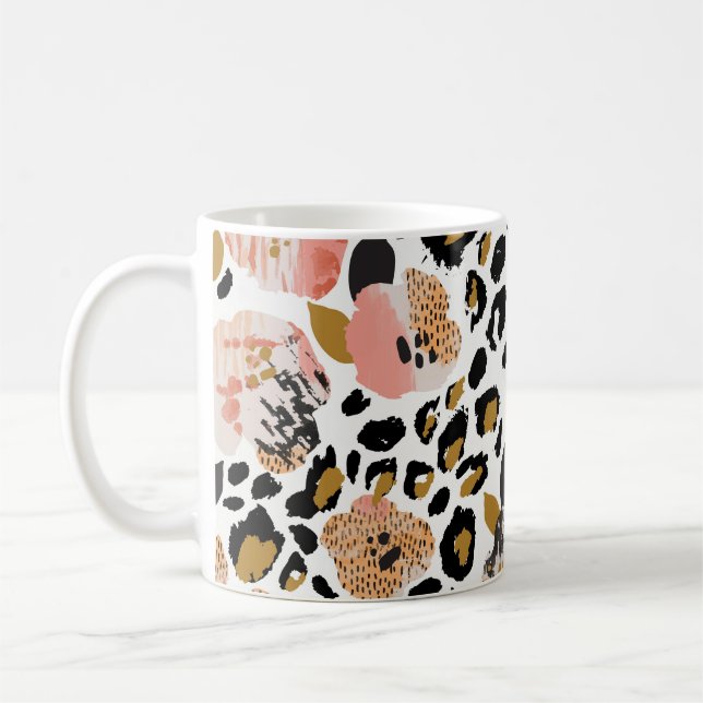 Caneca De Café Floral, impressão animal, padrão perfeito. (Esquerda)