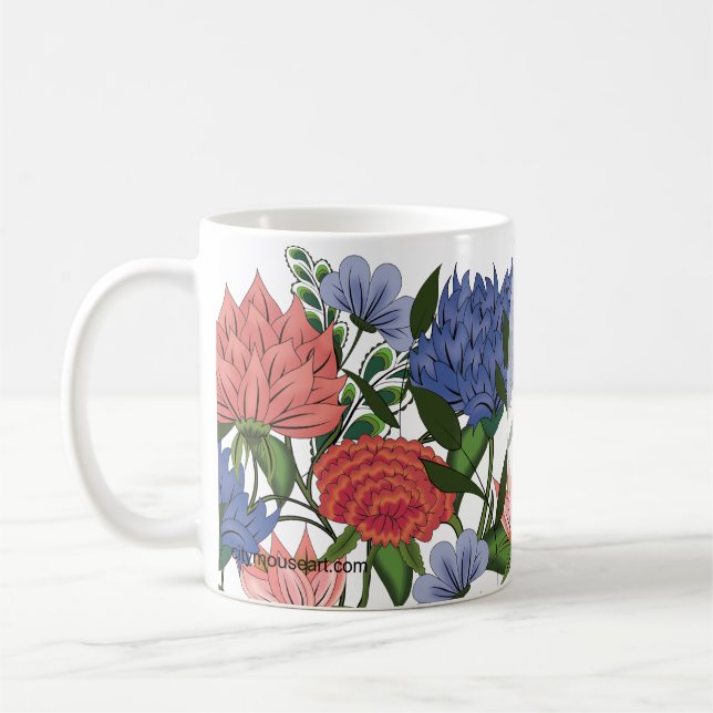 Caneca De Café Floral Indiano Personalizado (Esquerda)