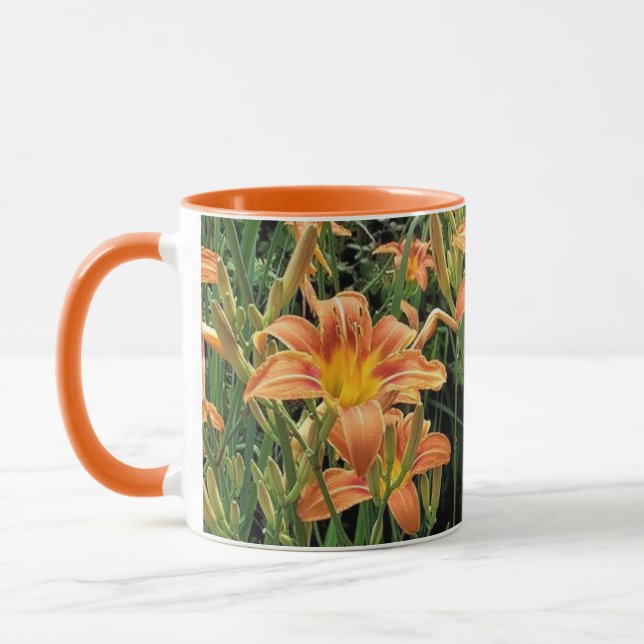 Caneca de Café Floral Jardim de Flor de Hemerocall (Esquerda)