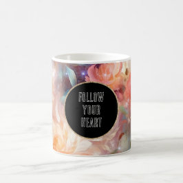 Caneca De Café Floral Laranja de Pêssego rosa