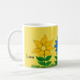 Caneca De Café Floral Love Personalizado Yellow Mugs