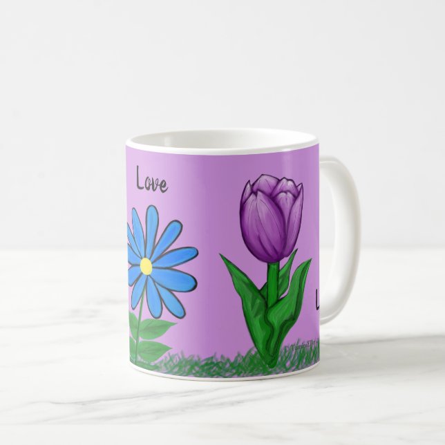 Caneca De Café Floral Love Personple Mugs (Frente Esquerda)