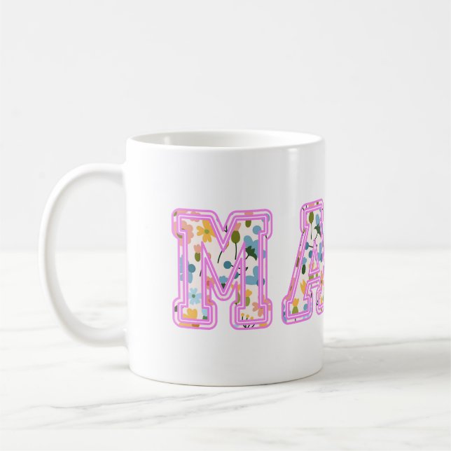 Caneca De Café Floral Mama Retro Mãe Boho Mãe (Esquerda)