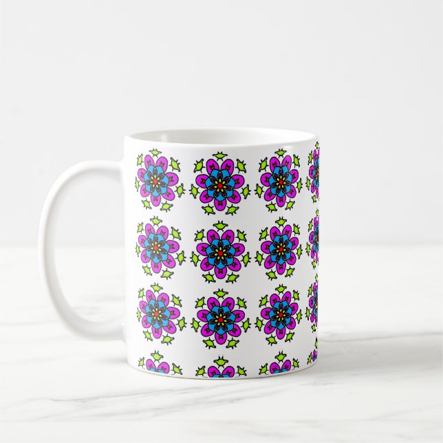 Caneca De Café Floral Mandala Pattern (Esquerda)
