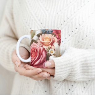 Caneca De Café Floral Medley Vibrant Blooms e Beleza Botânica