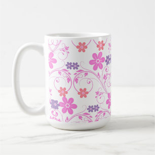 Caneca De Café Floral Moderno Puro e Rosa