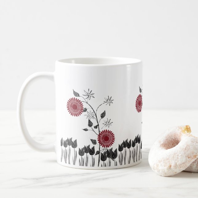 Caneca De Café Floral Mug (Com Donut)