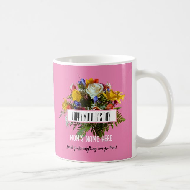 CANECA DE CAFÉ FLORAL NA MODA FELIZ DIA DAS MÃES  (Direita)