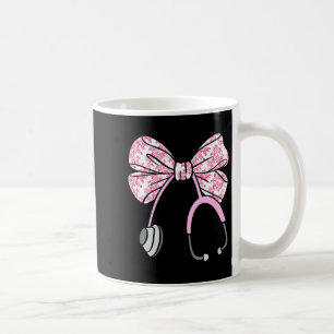 Caneca De Café Floral Nk Coquette Laço Rn Enfermeira Estetoscópio