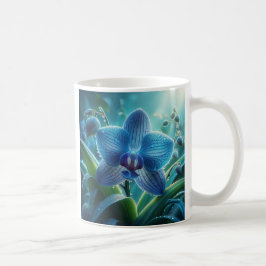 Caneca De Café Floral Orquídea Azul