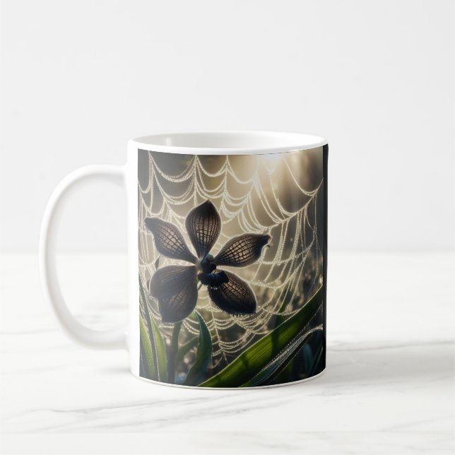 Caneca De Café Floral Orquídea Negra (Esquerda)
