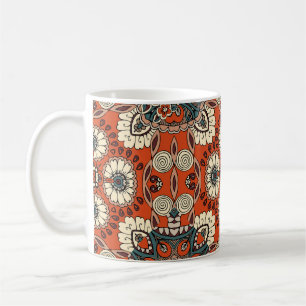 Caneca De Café Floral Paisley Tapeçaria Tecido