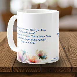 Caneca De Café Floral Para Eu sei/ Jeremias 29:11 Personalize