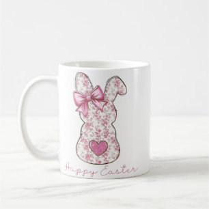 Caneca De Café Floral Páscoa Bunny