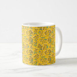 Caneca De Café Floral Pattern in  delicate branches and buds