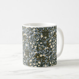 Caneca De Café Floral pattern on  dusty blue-gray background