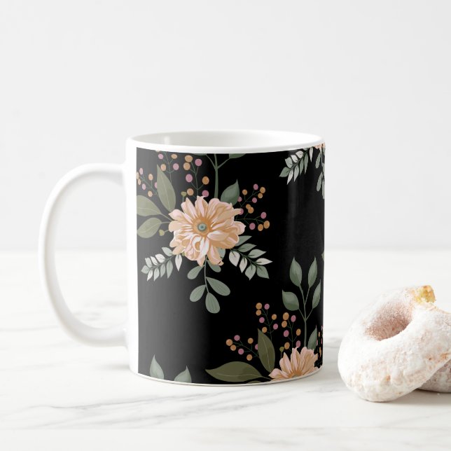 Caneca De Café Floral Patterno Coffee Mug (Com Donut)