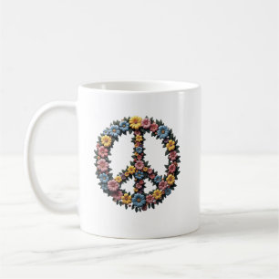Caneca De Café Floral Peace Symbol Mug