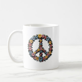 Caneca De Café Floral Peace Symbol Mug