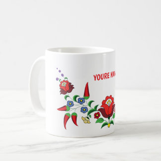 Caneca de café floral personalizada húngara