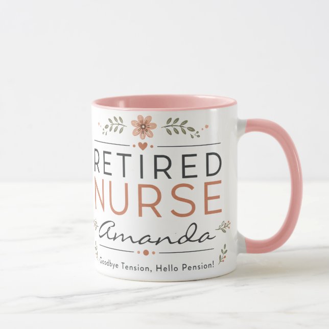 Caneca de Café Floral Personalizada para Enfermeir (Direita)