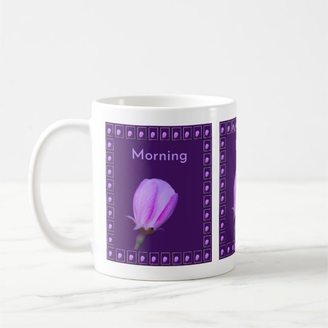 Caneca De Café Floral Personalizada Rosa e Roxa de Flor de Primav (Esquerda)