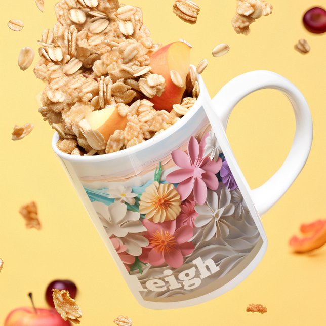 Caneca De Café Floral Personalizado - Abode 3D look Beach (Criador carregado)
