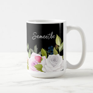Caneca De Café Floral Personalizado Elegante