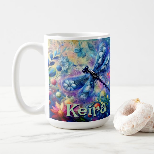 Caneca De Café Floral Personalizado por Floral Abstrato (Com Donut)