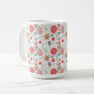 Caneca De Café Floral Pintada