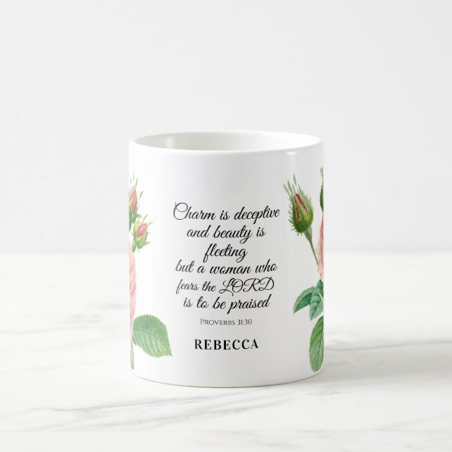 Caneca De Café Floral Proverbs 31:30 Coffee (Centro)