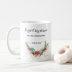 Caneca De Café Floral Red Christmas Wreath Primeiro Natal Como