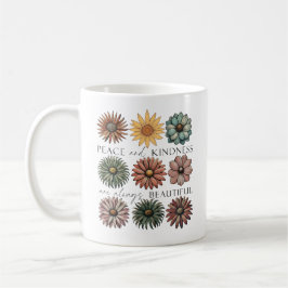 Caneca De Café Floral Retro Paz e Bondade