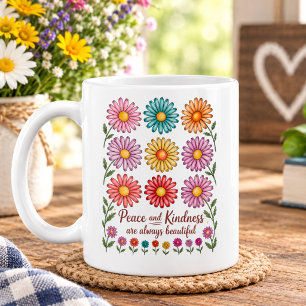 Caneca De Café Floral Retro Paz e Bondade
