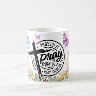 Caneca De Café Floral Reze Nisso Supere Isso Através Disso