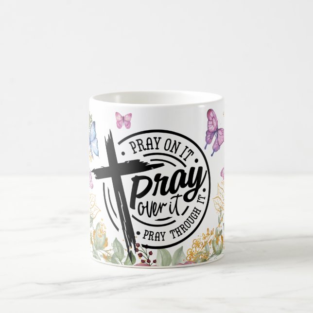 Caneca De Café Floral Reze Nisso Supere Isso Através Disso (Centro)