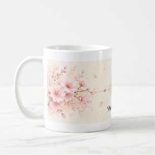 Caneca de Café Floral Romântica Flor de Cerejeira