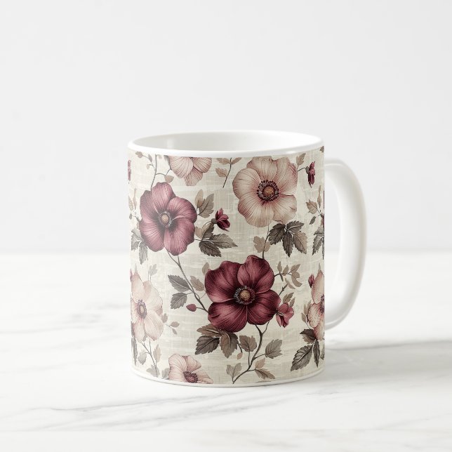 Caneca De Café Floral Romântico Rústico Russo sofisticado e legan (Frente Esquerda)