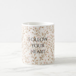 Caneca De Café Floral Rosa Bege Blush
