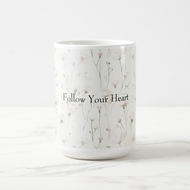 Caneca De Café Floral Rosa Bege Bonito (Centro)
