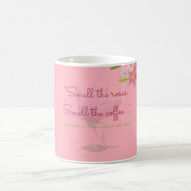 Caneca de Café Floral Rosa Coral |  (Centro)