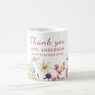 Caneca De Café Floral Rosa Obrigado Professor Mug