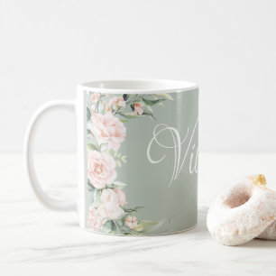 Caneca De Café Floral Rosa Personalizado