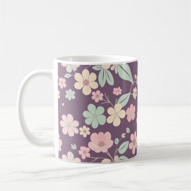 Caneca de Café Floral Roxa (Esquerda)