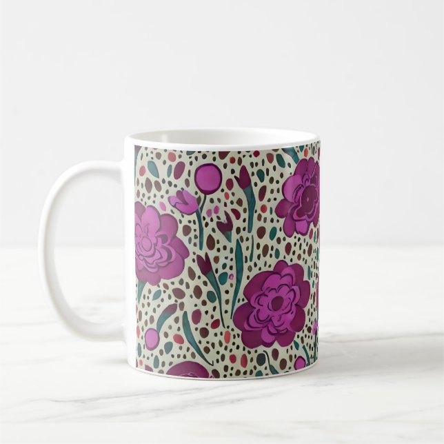 Caneca De Café Floral Roxo (Esquerda)