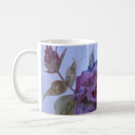 Caneca De Café Floral roxo de aquarela