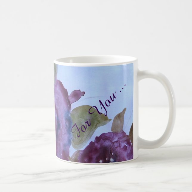 Caneca De Café Floral roxo de aquarela (Direita)