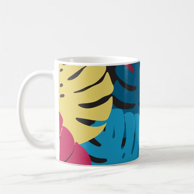 Caneca De Café Floral seamless pattern. Background from bright le (Esquerda)